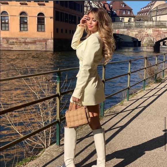 NWT ZARA Blazer Dress Light Yellow L Blogger’s Fav - Picture 6 of 6